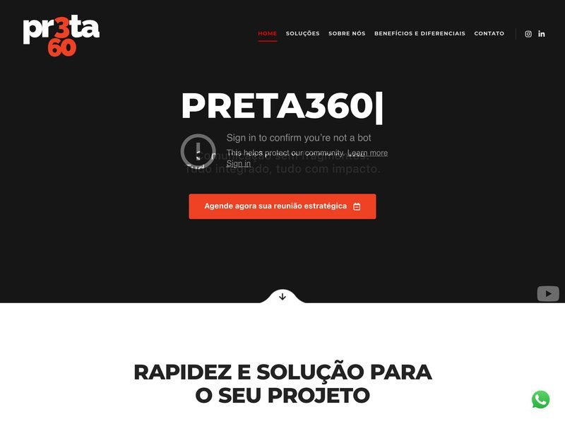 Prévia do site Preta360